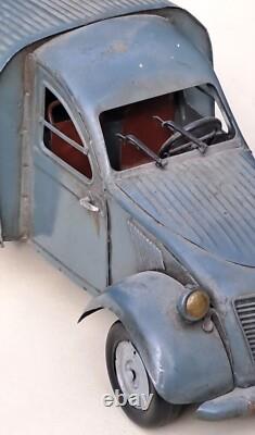 Trésor d' ART POPULAIRE grande maquette artisanale FOURGONNETTE 2CV années 50
