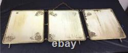 Triptyque Napoléon III marqueterie laiton miroir de Barbier, coiffeurs