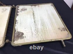 Triptyque Napoléon III marqueterie laiton miroir de Barbier, coiffeurs