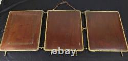 Triptyque Napoléon III marqueterie laiton miroir de Barbier, coiffeurs