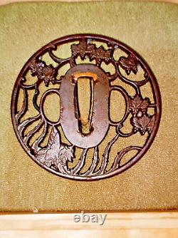 Tsuba Phoenix école kyo Sukashi japon Authentique période Edo