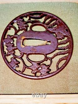 Tsuba Phoenix école kyo Sukashi japon Authentique période Edo