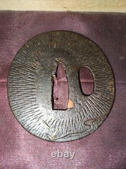 Tsuba Zoganen fer, Japon époque Edo Motif Grue Sauvage