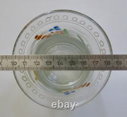 VERRE GOBELET NORMAND, ancien verre gobelet verre soufflé, emaillé, normandie, D