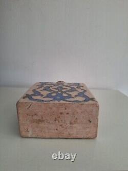 Vase, Bouteille céramique Kadjar Iznik Perse décor à fleurs bleu