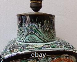 Vase de chine balustre XIX° culture du riz ajouré famille verte et noire