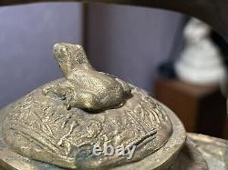 Verseuse zoomorphe Tortue en bronze à braises Sur Pieds asie du sud Est