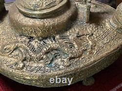 Verseuse zoomorphe Tortue en bronze à braises Sur Pieds asie du sud Est